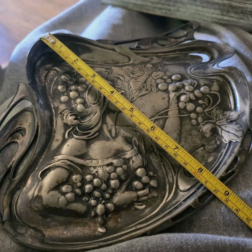 Antique ART NOUVEAU Calling Card Tray by American Silver Plate Pewter c.1900